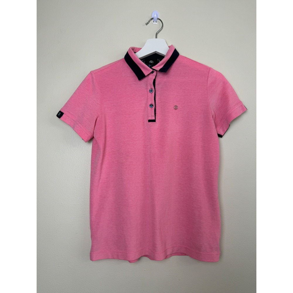 Bogner Womens Pink Knit Short Sleeve Golf Polo Shirt Size M Preppy Tennis Sporty